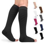 beister Knee High Medical Compression Socks for Women & Men, 20-30 mmHg Graduated Compression Stockings, Open Toe Circulation Support Pressure Hose for Sports, Flight, Edema, Varicose Veins, DVT