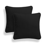 ARLINENS Set of 2 Plain Cotton Soft Decorative Square Cushion Covers throw Pillow cases, Home Decor Decoration For Sofa couch Bed & Chair in 16”18”20” sizes (16x16, Black)