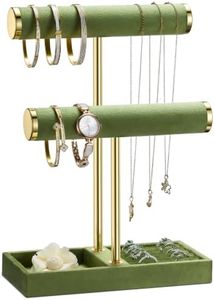 bussdis 2 Tier Bracelet Holder Display, Necklace Holder Organizer, Green