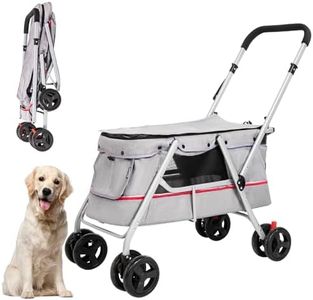 BETSOCCI Dog Stroller with Folding 4 Wheel pet cart Stroller for up to 33 lbs for Small&Medium Dogs Cats Walk Travel Shopping
