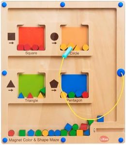 LiKee Strong Magnetic Maze, Montessori Toys for 1 2 3 Years Old Boy Girl, Wodden Puzzle Develop Fine Motor Skills, Kids On Road Trip Travel Airplane Activity, 1-5 Preschool Learning Shape & Color