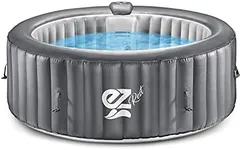 SereneLife Outdoor Portable Hot Tub - 82'' x 25'' 6-Person Round Inflatable Heated Pool Spa with 130 Bubble Jets, Filter Pump, Cover, LED Lights, and Remote Control