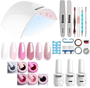 Gel Nail Polish Starter Kit - 6 Colors Gel Polish Set Base Top Coat, 36W LED Nail Dryer Lamp with Full DIY Gel Manicure Nail Tools by Vishine 8ml #C003