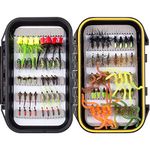 Bassdash Fly Fishing Flies Kit Fly Assortment with Fly Box, 36/64/72/80/96pcs with Dry/Wet Flies, Nymphs, Streamers