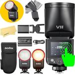 Godox V1 Mid N Camera Flash for Nikon Camera Flash Speedlite Speedlight,55Ws 2.4G TTL1/8000 HSS,650 Full Power Flashes,1.7s Recycle Time,7.2V/2200mAh Lithium Battery,2W 10 Levels LED Modeling Lamp
