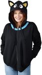 Bioworld Chococat Cosplay Long Sleeve Women's Black Zip Hoodie Small