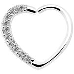 OUFER 16G Love Heart Daith Earring Right Closure Daith Piercing Jewellery Silver Clear CZ Helix Hoop Cartilage Tragus Ring Body Jewelry for Women Gifts(18K White Gold Plated)