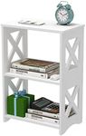 LUCKNOCK 3-Tiers Side Table, Narrow End Table with Storage Shelf, Simple Bedside Table Nightstand, Small Bookshelf Bookcase, Display Rack for Bathroom, Bedroom, Living Room and Office, White