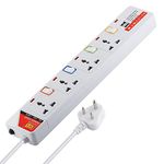 MX 4 Way Power Strip with Universal Socket & LED Indicator Individual Switch with Circuit Breaker Protection Spike Guard & 2 USB Charging Port (2100mA+5Vdc) with Child Safety Shutter, 1.5M (MX-3535A)