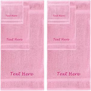 Personalized Towels Set - 6 Pack Super Soft & Absorbent Turkish Cotton Towels for Bathroom, Spa, Gym, Pool and Hotels - Includes 2 Bath Towels, 2 Hand Towels, 2 Washcloths - Light Pink Towel Set