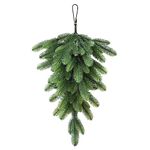 Algado Christmas Teardrop Swag, 27.6inch Xmas Mailbox Swag Green Pine Needles Teardrop Swag With Red Berries And Pinecone, Teardrop Swag Christmas For Xmas Mailbox Wall Window Decor(#1)