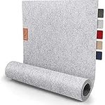 Felt Table Runner 150x40cm I Felt Table Runner With Leather I Heat Resistant, Washable Scandi Table Runner Felt For Table Decoration, Home Decoration (Lightgrey)