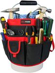 MELOTOUGH Garden Bucket 5 Gallon Tool Organizer Caddy With 35 Pockets for Tools Fits to 3.5-5 Gallon Bucket Organizer(Red)