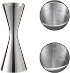 Delgeo Stainless Steel Cocktail Jigger-Spirit Measure, Professional Bartender Beverage Measuring Cup,Single/Double Measures with Built-in Scale Mark:10ml / 20ml / 30ml / 45ml (Silver)