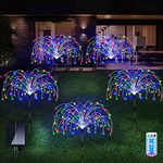 Outdoor Solar Lights, 5 Pack 120 LED Waterproof Solar Firework Lights Are 8 Modes Decorative Sparkles Stake Landscape Light, Garden Copper Wire Firework Lamp For Backyard Lawn Patio Decor(Multi-Color)