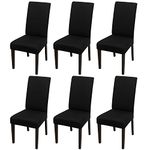 JQinHome High Stretch Removable Washable Chair Seat Protector Cover for Home Party Hotel Wedding (Pack of 6, Black)