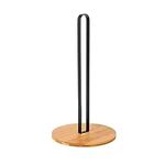 TIEYIPIN Paper Towel Holder, Countertop Roll Stand with Anti-Skid Wooden Bamboo Base for Kitchen, Cabinet, Table