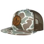 BASSDASH Flat Brim Trucker Cap Adjustable Snapback Hat Mesh Back for Men Women, Color Block Camo, One Size