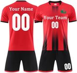 OPUTWDF Custom Soccer Jersey Kids Adult Personalized Soccer Uniforms for Men Women with Any Logo Name Number (Style 1 Red)