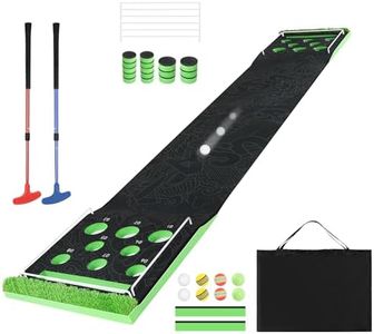 Putting Green, Putting Matt for Indoors 10.1 Ft Golf Putting Pong Game Set with 2 Adjustable Putters, 8 Golf Balls, Golf Putting Mat Practice Training Gift for Home Backyard Party Outdoor