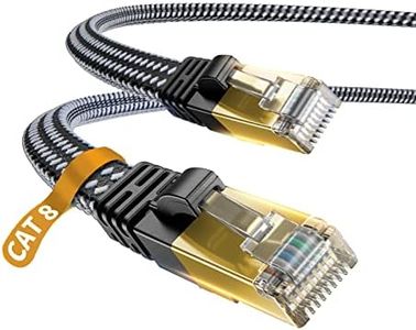 DanYee [Upgraded] 100FT Cat 8 Ethernet Cable, Nylon CAT8 High Speed Professional Gold Plated Plug STP Wires CAT 8 RJ45 Ethernet Cable 3FT 10FT 15FT 26FT 50FT 66FT 100FT (Black 100 FT)