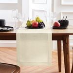 Solino Home Linen Table Runner 60 Inches Long – 100% Pure Linen Ivory Table Runner 14 x 60 Inch – Prewashed Dining Table Runner for Summer – Sonoma