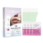 LaWink Lip Wax Strips Kit Cold Wax Strips Facial Hair Removal 20 Strips 4 Calming Oil Wipes for Sensitive Skin Types Women