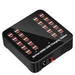 Electro Wolf Smart 40 Ports USB Hub Charging Station Power Outlet Multi Port Speed Dock Charger Suitable for Hotels, Shops, Schools, Shopping Mall and Travel - Black (40 USB Port)