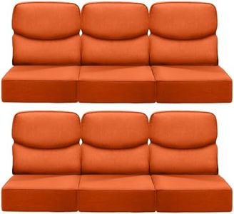 ACTREST Luxury 24x24x6 Inch Smile Patio Cushions for Outdoor Furniture Set of 6 - Thick Back & Deep Seat Outside Replacement Chair Pillows for Rattan Metal Glider Loveseat Sectional Sofa - Orange