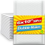 Axidou Bubble Mailers 6x10 Inch 50 Pack, Waterproof Thick Padded Envelopes, Self Seal Bubble Envelopes, Envelope Mailing Bags for Small Business, Shipping, Mailing, Boutique Packaging