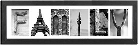 Imagine Letters 6-Opening, White Matted Black Photo Collage Frame