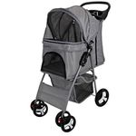Easipet Pet Stroller Foldable with Swivel Wheels 15 kg Carrying Capacity (Grey)