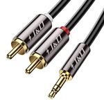 J&D RCA Audio Cable, 3.5mm Male to 2 RCA Phono Male Stereo Audio Adapter Aux Cable Gold-Plated Copper Shell Heavy Duty, 6 Meter