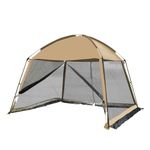 iCool Screen House 10 x 10 Ft Screened Mesh Net Wall Canopy Tent Screen Shelter Gazebos for Patios Outdoor Camping Activities - Beige