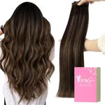 YoungSee Clip in Hair Extensions Dark Brown Mix Medium Brown Highlights Brown Balayage Clip Hair Extensions Brown Balayage Clip in Real Hair Extensions 18Inch 120G 7Pcs