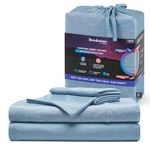 Brookstone Comfort Twin Sheet Set | Innovative Cooling Sheets for Hot Sleepers - Deep Sleep with Temperature Regulation | 3-Piece Set of Soft Flat Sheet, Twin Fitted Sheet, & Pillowcase | Faded Denim