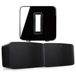 Sonos PLAY:5 (Black, Pair) Multi-Room Digital Music System Bundle & Sonos Wireless SUB (Black)