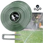 Watoo 2024 75 FT Flat Sprinkler Hose for Lawn Watering Garden Soaker hose with holes, Heavy Duty Lightweight No-Kink Water Hose with Stakes, Irrigation Hose, Great Fun for kids and Dog