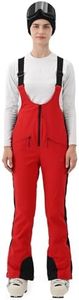 HIGH EXPERIENCE Womens Ski Bib Pants Slim Fit Soft Shell Snow Skinny Fitted Snowboard Insulated Waterproof Windproof Warm (Red, X-Small)