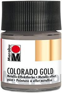 Marabu 12640005772 - Metallic Effect Paint, Colorado Gold Metallic Anthracite 50 ml, Water-Based, Lightfast, Weatherproof, Quick Drying, for Brushing and Dabbing on Absorbent Surfaces