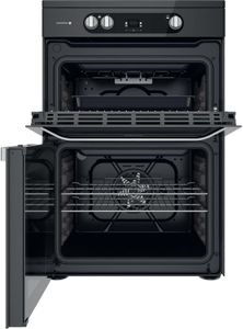 Hotpoint 60cm Double Oven Cooker – Black Freestanding Electric Range