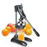 TONGCHANT Extra Large Commercial Hand-Press Heavy-Duty Cast Aluminum Manual Juicer Squeezer for Orange Lemon Citrus Grapefruit Lime Pomegranate, Orange Crush Machine, Citrus Press, Easy Clean, Grey