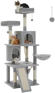 PAWZ Road 161cm Large Cat Tree, Multi-Level Cat Tower with 2 Luxury Condos, 2 Cozy Perches and Hammock Grey