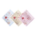 Houlife Women's 100% Cotton Rose Floral Handkerchief Elegant Hankies, 18x18 Inches