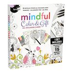 SpiceBox Mindful Adult Coloring DIY Greeting Cards Set, Card Making Kits for Holiday Christmas, Valentine’s Day, Mother’s Day, Thank You, with Markers, Gel Pens, and Calligraphy Pen, Hobby Kits
