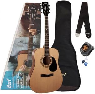 Cort AD810 Dreadnought Acoustic Guitar with Gig Bag,Tuner,Picks and Strap (Natural Bundle)