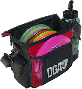 DGA Disc Golf Starter Disc Golf Bag (Red), 5 Pocket Disc Golf Bag Holds 8 to 10 Discs, (BG-R)