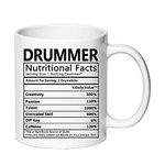 AliCarr Drummer Nutritional Facts Coffee Mug - Drummer Mugs Gifts for Men - Drum Player Funny Novelty Gag Gift for Kids Christmas Birthday Ceramic Ingredients Tea Cup