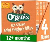 Organix Mini Organic Oat and Raisin Flapjack Toddler Snacks Multipack, No Added Sugar, (4 x 20g) (Pack of 4)