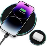 Wireless Charger Compatible with iPhone 15 14 13 12 11 Pro Max/Mini/Plus/XR/X/8, 15W Max Portable Wireless Charging Pad for Samsung Galaxy S23/S22/S21/S20/S10, Galaxy Buds